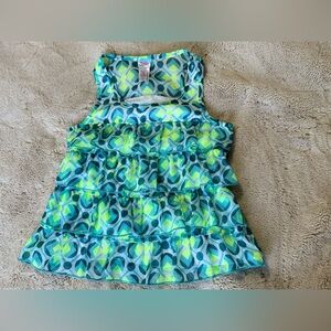 Justice geometric tiered tie back tank. Size 14